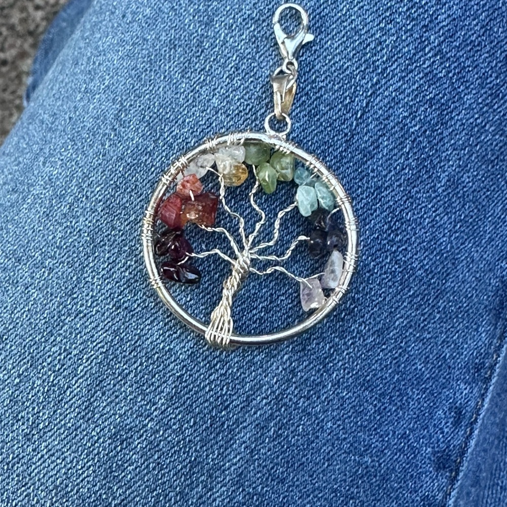Tree of life Silver color and semi precious stones. Wire jewelry or decor